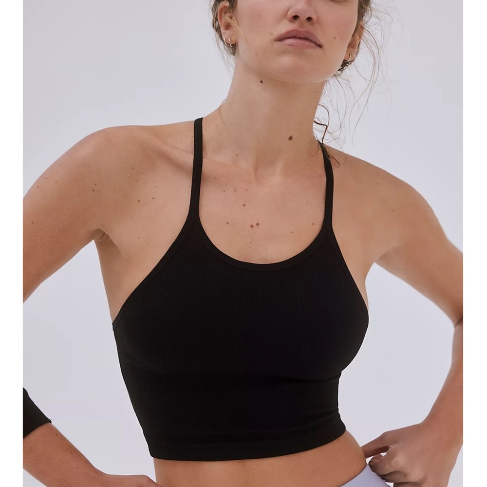 FREE PEOPLE | NWOT Happiness Runs Crop Tank in Black - Picture 2 of 6